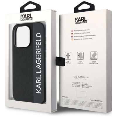 8. Karl Lagerfeld Saffiano Rhinestones & Charm Hülle für iPhone 15 Pro Max – Schwarz