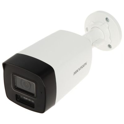 4. Hikvision DS-2CE17D0T-LFS (2,8 mm) 2-MP-Bullet-Kamera mit intelligenter Hybridbeleuchtung und -audio, Fixfokus