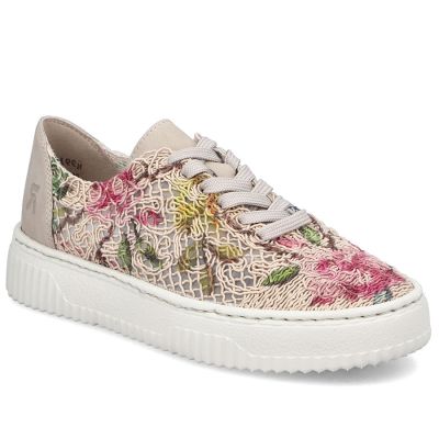 Damenschuhe mit durchbrochenem Blumenmuster, beige, Rieker N9919-91