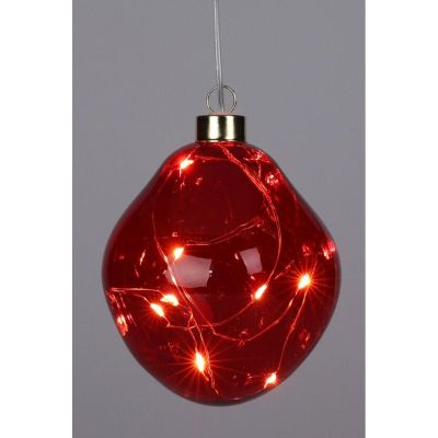 18. LED-Tropfenleuchte aus Glas, 10 cm, rot