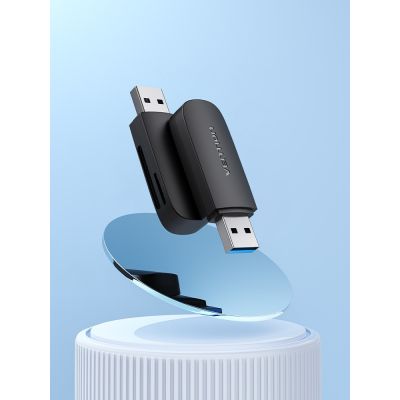 2. 2-in-1 USB 3.0 A Vention Kartenleser (SD+TF) Schwarz Dual-Laufwerksbuchstabe