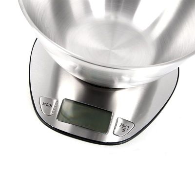 4. ELDOM Elektronische Küchenwaage WK320S RENA Genauigkeit 1 g Gewicht bis 5 kg LED-Anzeige Stahl mit Schüssel