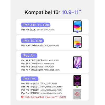 2. inateck N0001 Schwarze Bluetooth-Tastatur-Hülle für iPad 11
