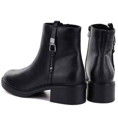 5. Schwarze Sergio Leone Damen-Ankle-Boots aus Leder mit Blockabsatz