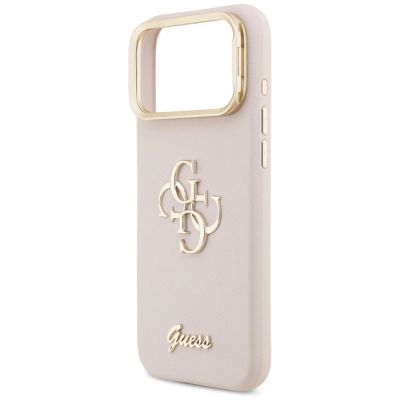 6. Guess Grained Big 4G & Stand Camera Case für iPhone 17 Pro Max - Pink