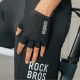 6. Rockbros TLS004 ROAD TO SKY Kurze stoßdämpfende Fahrradhandschuhe L - Schwarz