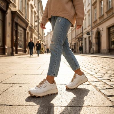 11. Leder-Plateau-Sneaker, weiß, Filippo DP7498