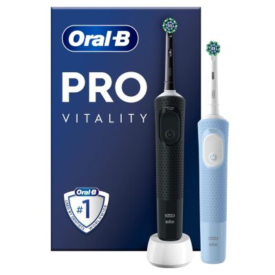 3. Oral-B Vitality Pro Duo Rote, pulsierende Zahnbürste für Erwachsene, Schwarz, Blau, Weiß
