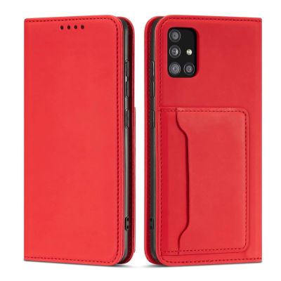Magnetkartenetui Hülle für Samsung Galaxy A13 5G Tasche Geldbörse Kartenhalter Rot
