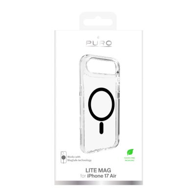 2. Puro Lite Mag TPU+PC Hülle kompatibel mit MagSafe für iPhone 17 Air - Transparent mit schwarzem Ring