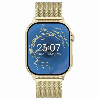 4. Smartwatch Gravity GT15-7 mit pinkfarbenem Silikonarmband und goldenem Armband