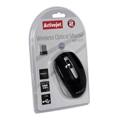 5. Activejet AMY-313 Kabellose USB-Maus (optisch; 1200 DPI; schwarz und grau)