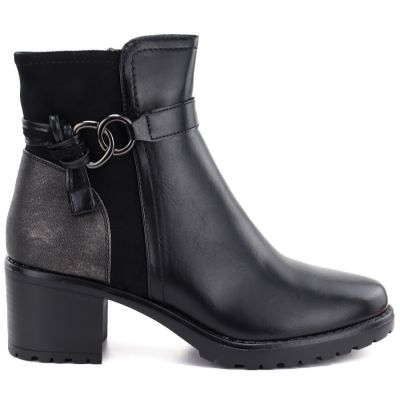 2. Gefütterte Damen-Ankle-Boots mit Blockabsatz, schwarz, Potocki SZ12873