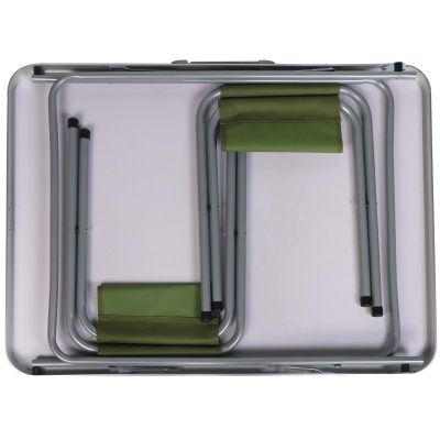 8. Klappbarer Campingtisch 80x60x70cm und 2 Stühle, grün