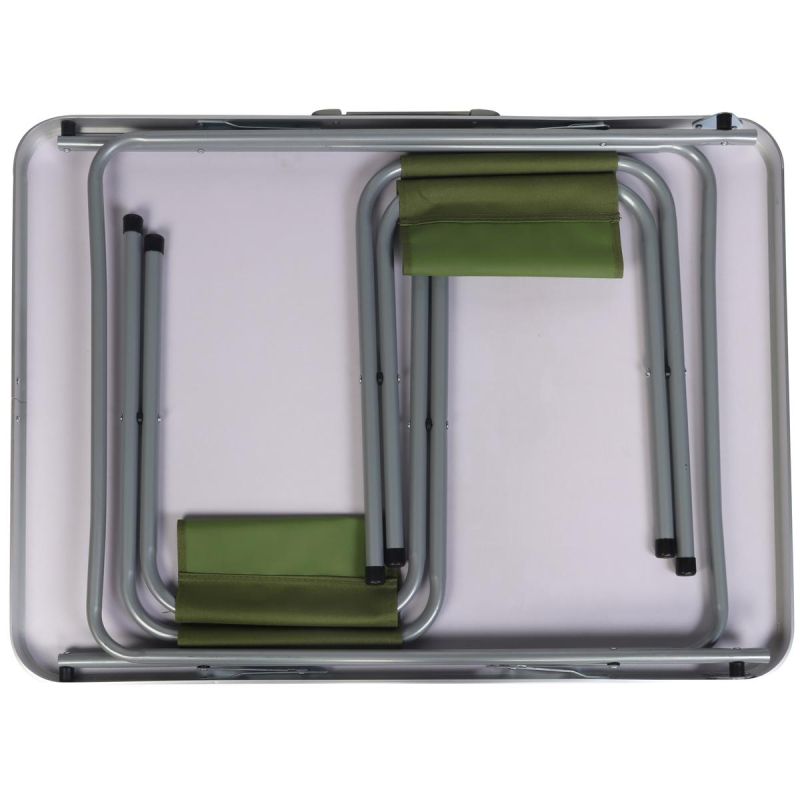 8. Klappbarer Campingtisch 80x60x70cm und 2 Stühle, grün