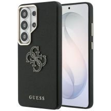 Guess Hülle mit genarbtem, großem 4G-Metalllogo für Samsung Galaxy S26 Ultra – Schwarz