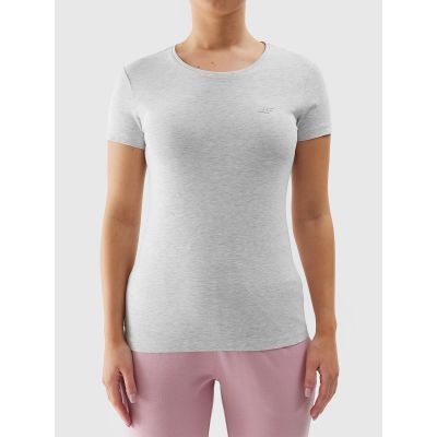 Elastisches, schmales, schlichtes Damen-T-Shirt 4F