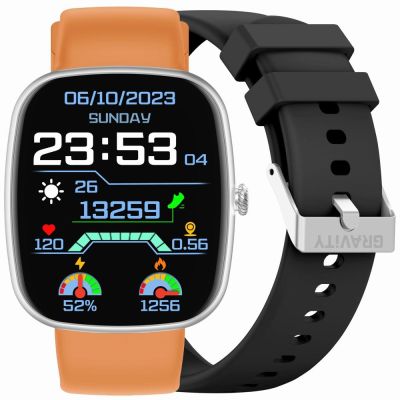 GRAVITY GT18-4 Herren-Smartwatch, orangefarbenes Silikonarmband + schwarzes Armband