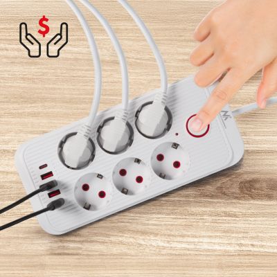 10. MACLEAN Steckdosenleiste, Verlängerungskabel mit 6 Steckdosen + 4 USB-Anschlüssen, 110–240 V Wechselstrom, 50/60 Hz, max. 2,1 A, 2500 W, 1,5 m, Weiß, MCE389W