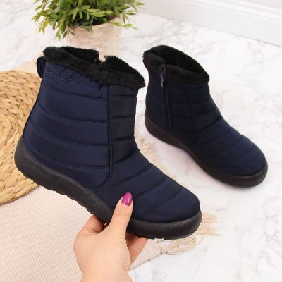 8. NEWS W EVE181B wasserdichte Schneestiefel mit Reißverschluss marineblau 