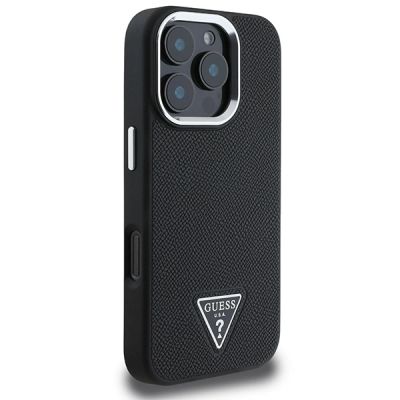 4. Guess Grained Triangle MagSafe-Hülle für iPhone 16 Pro – Schwarz