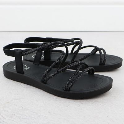 5. Schwarze römische Damensandalen mit Zirkonia, Filippo DS6884
