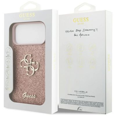 8. Guess Fixed Glitter Big 4G Case für iPhone 17 Pro Max - Rosa