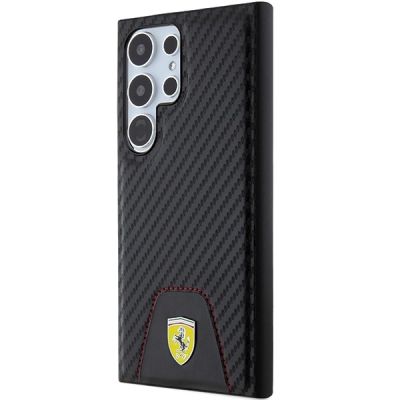 2. Ferrari Carbon Stitched Bottom Case für Samsung Galaxy S24 Ultra – Schwarz