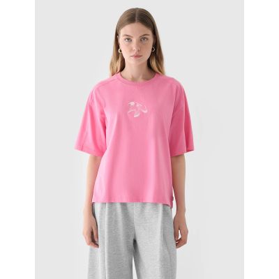 3. Übergroßes bedrucktes Damen-T-Shirt 4F 4FRAW24TTSHF2582-54S