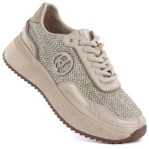 Damen-Sneaker aus Leder mit goldener Borte, Gino Fabiani OL39-5 GOLD