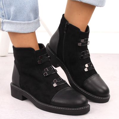 7. Damen-Wildlederimitat-Stiefeletten, gefüttert, schwarz M.Daszyński SA252-4