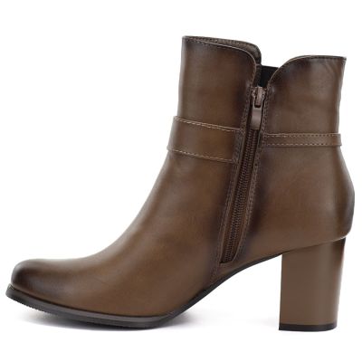 3. Gefütterte Damen-Ankle-Boots mit Blockabsatz, braun, M.Daszyński SA125-32