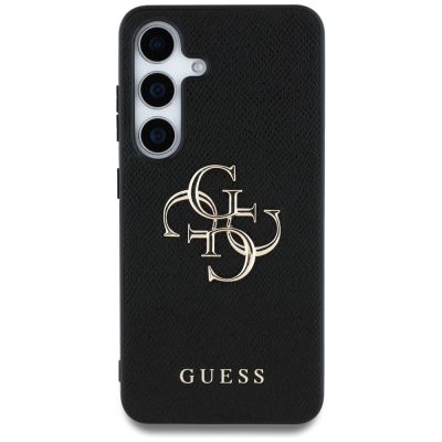 3. Guess Grained Big 4G Logo Small Classic Logo Hülle für Samsung Galaxy S25 Plus schwarz