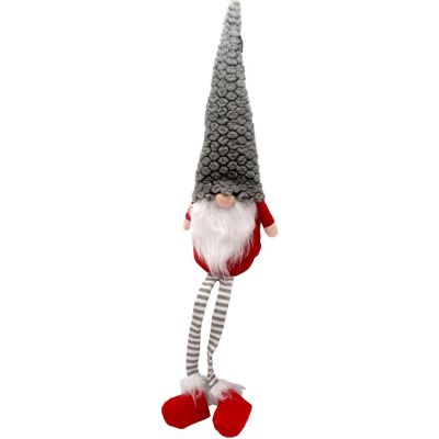 3. Dekorativer Gartenzwerg mit grauer Pelzmütze, 50 + 25 cm