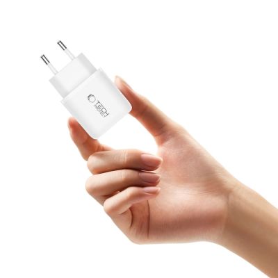 5. Tech-Protect NCA45W-GAN 2-Port USB-C / USB-A 45W Wandladegerät – Weiß