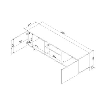 4. TV-Schrank 2D1P ALMA 180x41,5xH55 Kaschmir