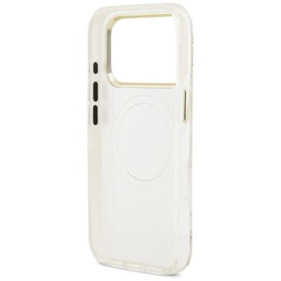 7. Guess IML Glitter Flowers Triangle MagSafe Hülle für iPhone 18 Pro Max / 17 Pro Max – weiß