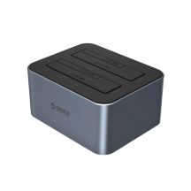 Orico 6626C3-C-V1 Dockingstation für 2 Laufwerke mit Offline-Klonfunktion, 2,5"/3,5" SATA HDD/SSD, Grau