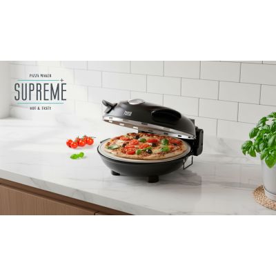 9. TEESA SUPREME Pizzaofen, 1200 W, 32 cm, Sichtfenster, herausnehmbarer Pizzastein