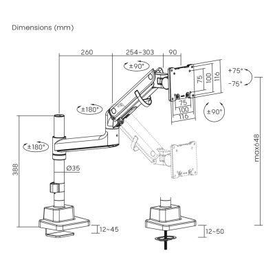 6. Digitus Einzelmonitorhalterung, 57", 27 kg