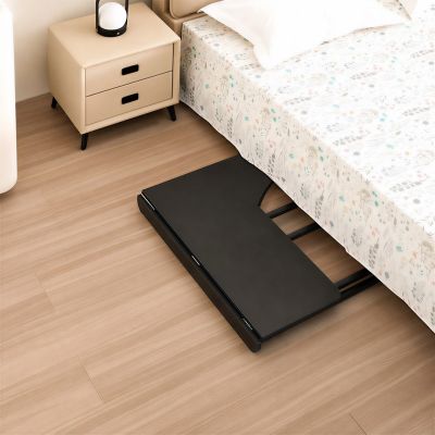 5. MACLEAN Klappschreibtisch mit Rollen, schwarz, mobil, 100 x 65 cm, max. 50 kg, abgewinkelt, L-förmig, MC