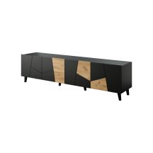 ETNA TV-Schrank 200x42x52 schwarz matt + Eichenholz