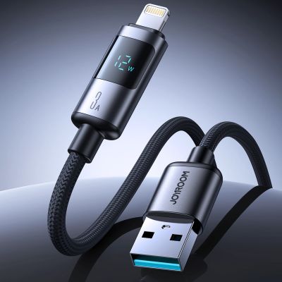 3. Joyroom S-A16 Pro Prism Series 3A USB-A - Lightning Kabel mit Display 1,2 m - Schwarz