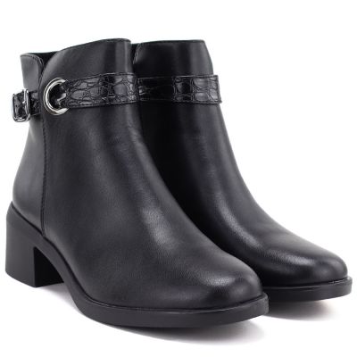 5. Schwarze Damen-Ankle-Boots aus Leder mit isolierter Sohle, Sergio Leone BT-25-S