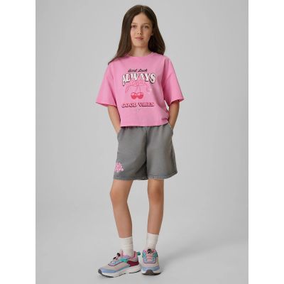 4. Mädchen-T-Shirt mit kastenförmigem Schnitt und Aufdruck 4F 4FJRAW26TTSHF4239-56S