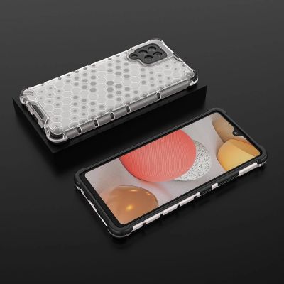 12. Honeycomb Handyhülle Schutzhülle mit TPU Rahmen für Samsung Galaxy A42 5G transparent