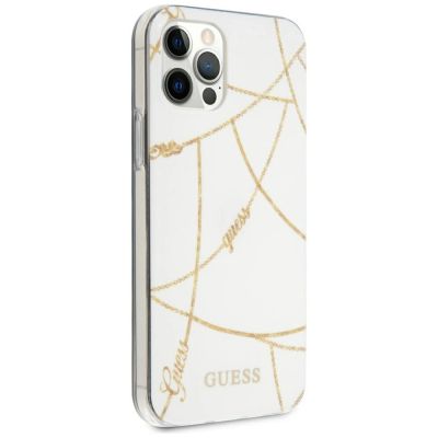 4. Guess Gold Chain Collection iPhone 12 Pro Max 6,7" Hülle - Weiß