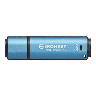 7. Kingston Technology IronKey Vault Privacy 50 USB-Stick 64 GB USB Typ-A 3.2 Gen 1 (3.1 Gen 1) Schwarz, Blau