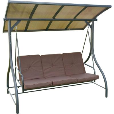 8. 3-Sitzer Gartenschaukel 194x120x173cm ZOSIA mit Polycarbonat-Dach