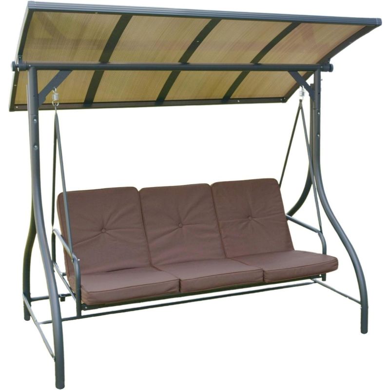 8. 3-Sitzer Gartenschaukel 194x120x173cm ZOSIA mit Polycarbonat-Dach